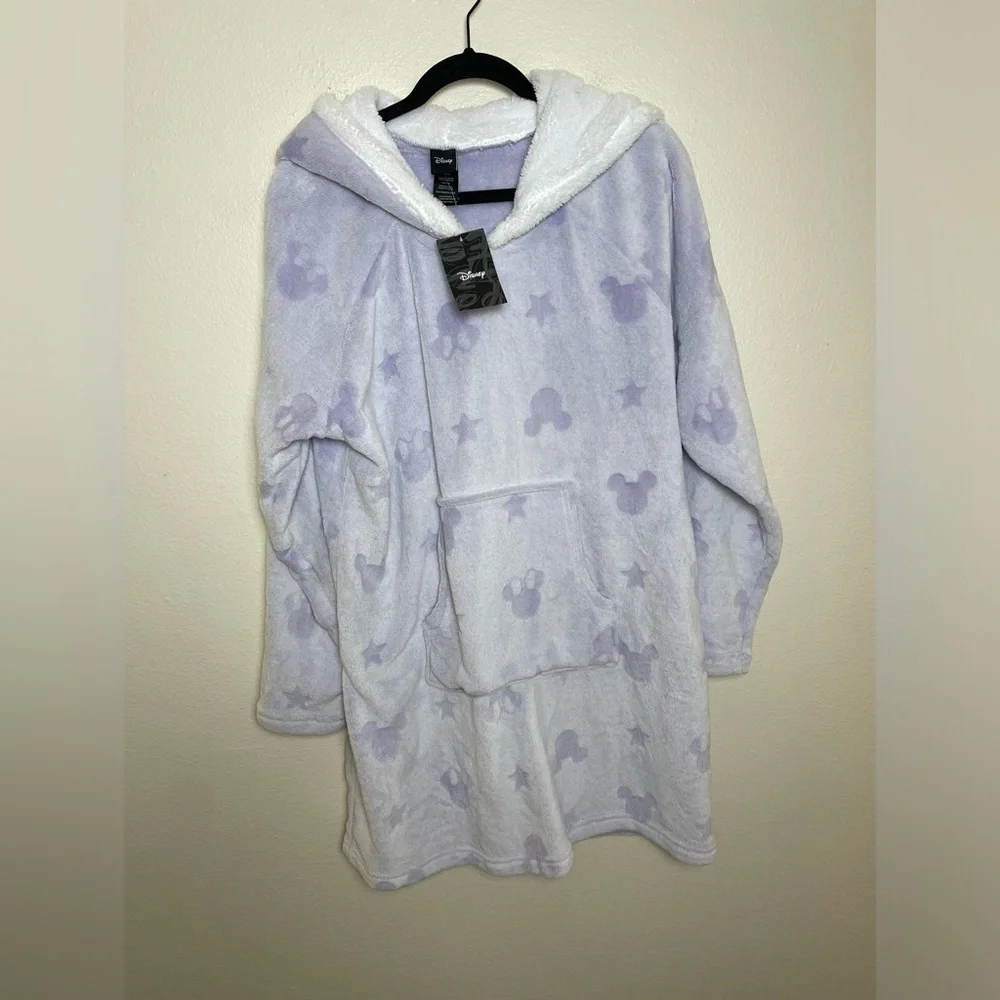 NWT Disney Sherpa Hoodie Women's Sleepwear Pullover PJ Fleece Sweater Purple - Picture 2 of 6